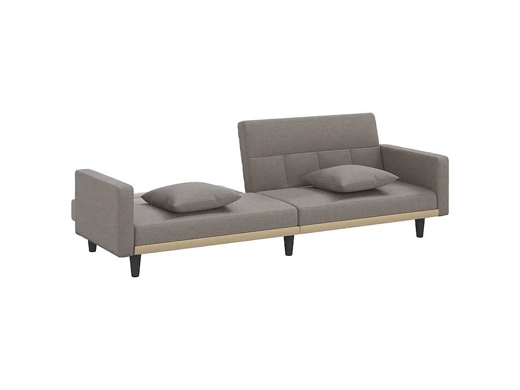 Canapé-lit avec coussins taupe tissu