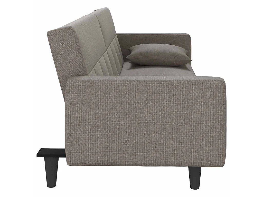 Canapé-lit avec coussins taupe tissu