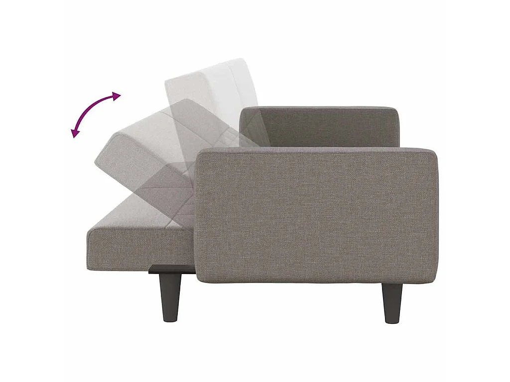 Canapé-lit avec coussins taupe tissu