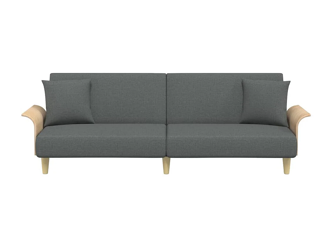 Sofá-cama com apoio de braços tecido cinzento-escuro