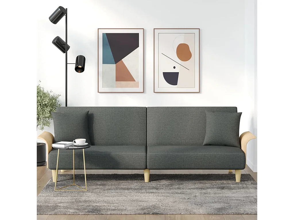 Slaapbank met armleuningen stof donkergrijs