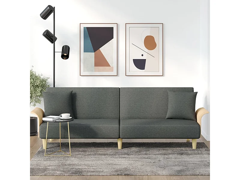 Sofá cama con reposabrazos tela gris oscuro