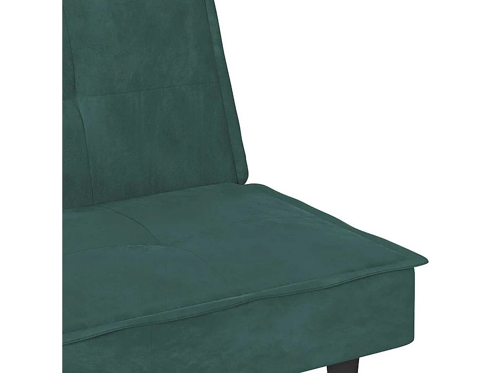 Divano Letto con Portabicchieri in Velluto Verde Scuro