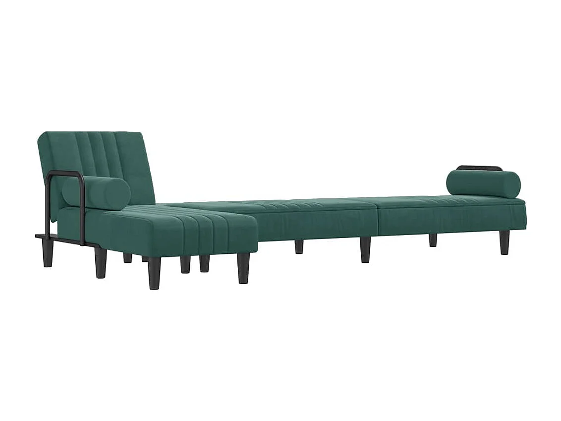 Divano Letto a L Verde Scuro 260x140x70 cm in Velluto