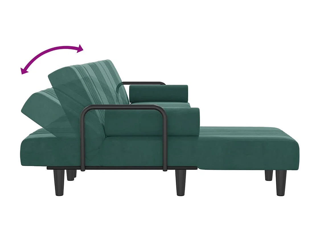 Divano Letto a L Verde Scuro 260x140x70 cm in Velluto