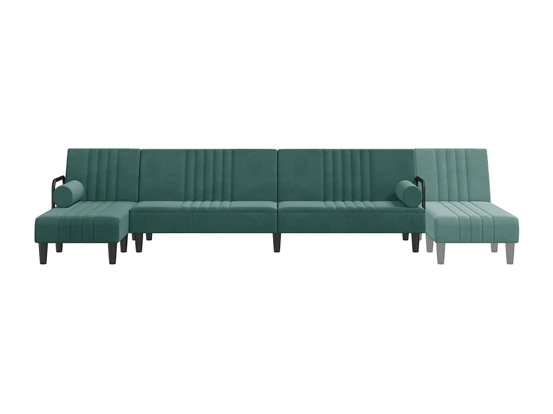 Divano Letto a L Verde Scuro 260x140x70 cm in Velluto