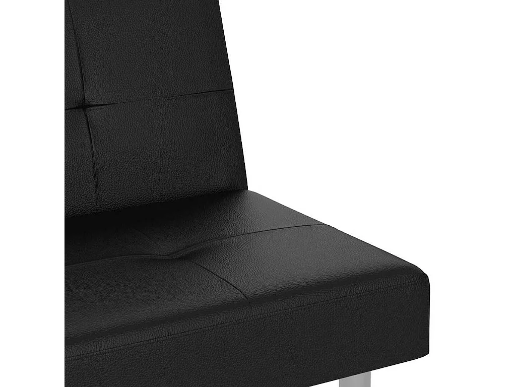 Schlafsofa mit Getränkehaltern Schwarz Kunstleder