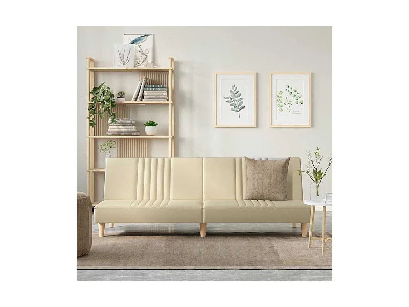 Schlafsofa Creme Stoff