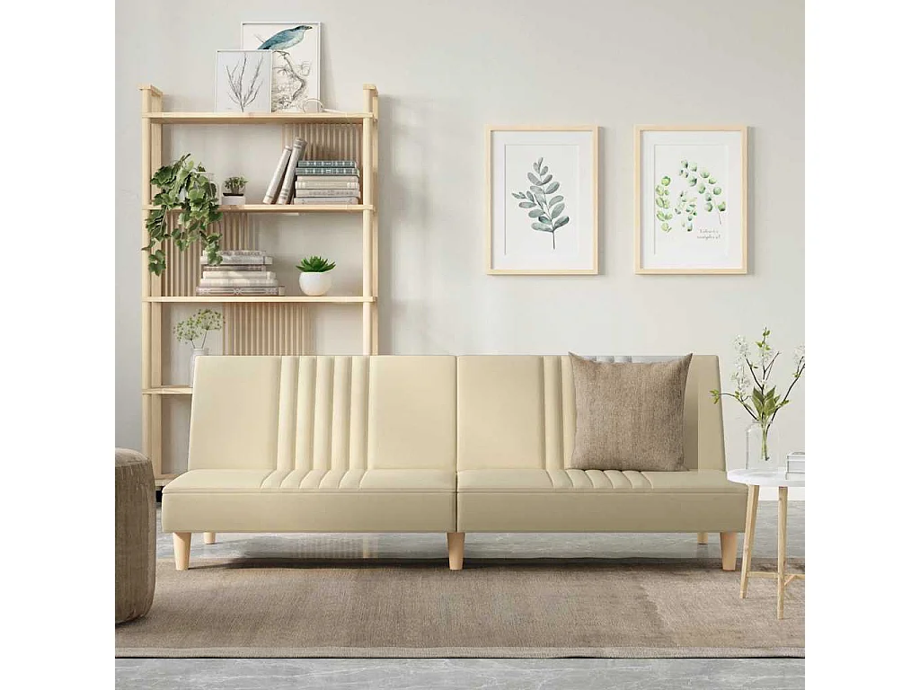 Slaapbank stof crèmekleurig