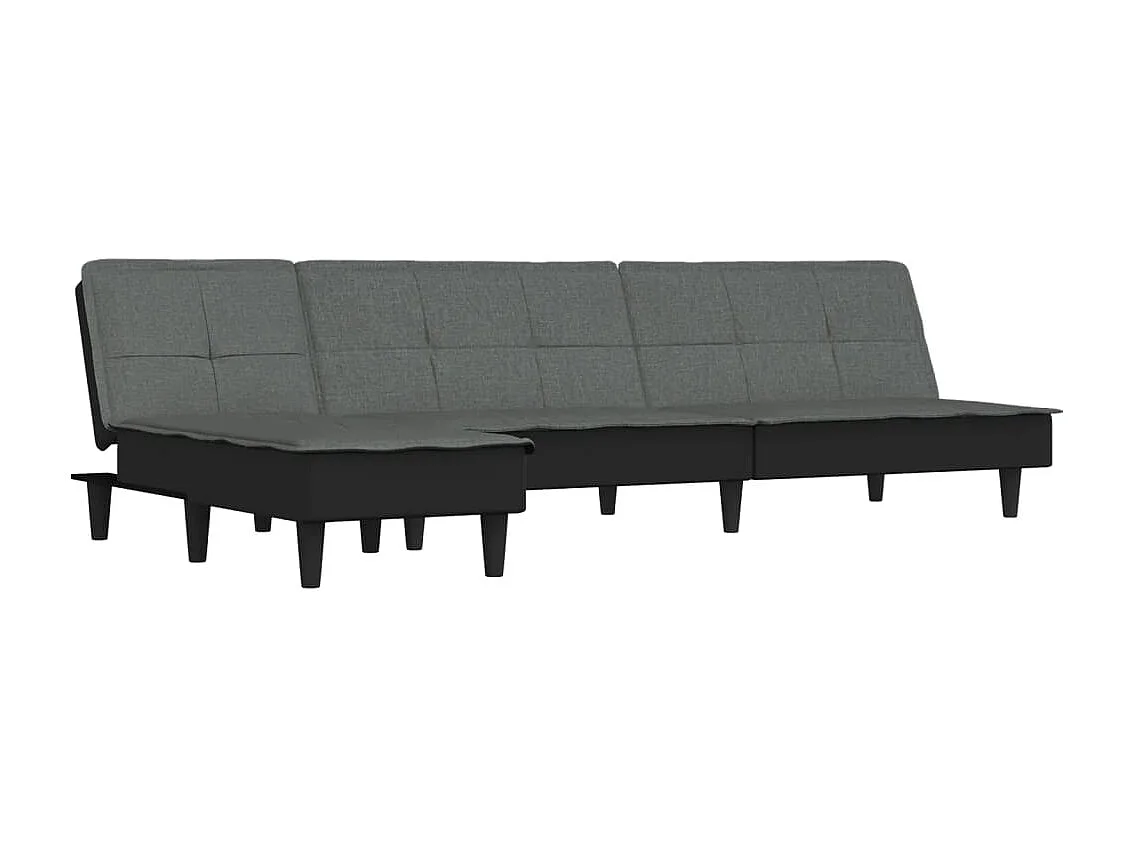 Sofá-cama em forma de L 255x140x70 cm tecido cinzento-escuro