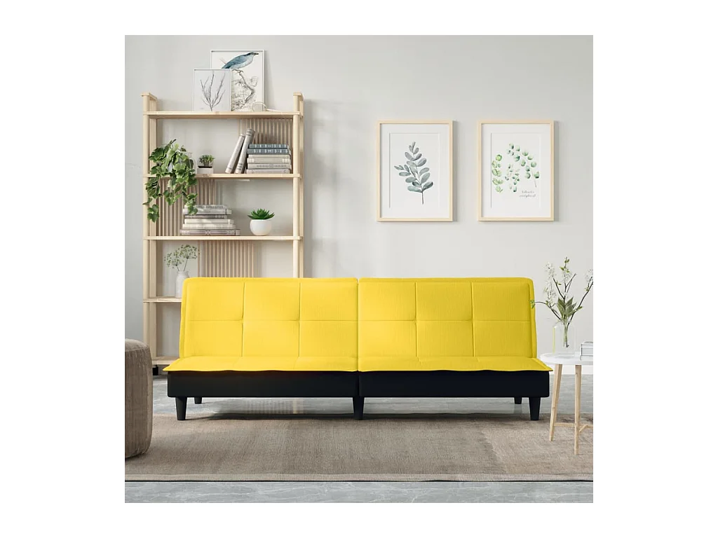 Sofá-cama tecido amarelo-claro