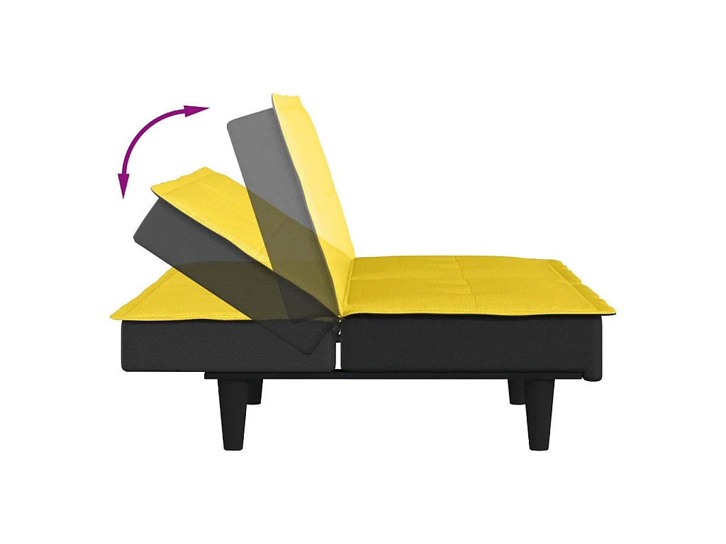 Canapé convertible clic-clac 2 places en tissu jaune