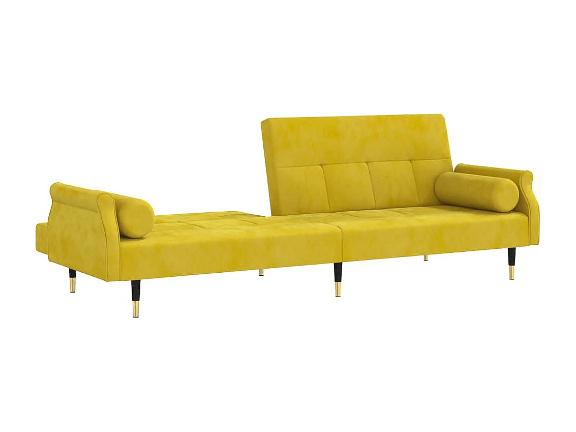 Slaapbank met kussens fluweel geel