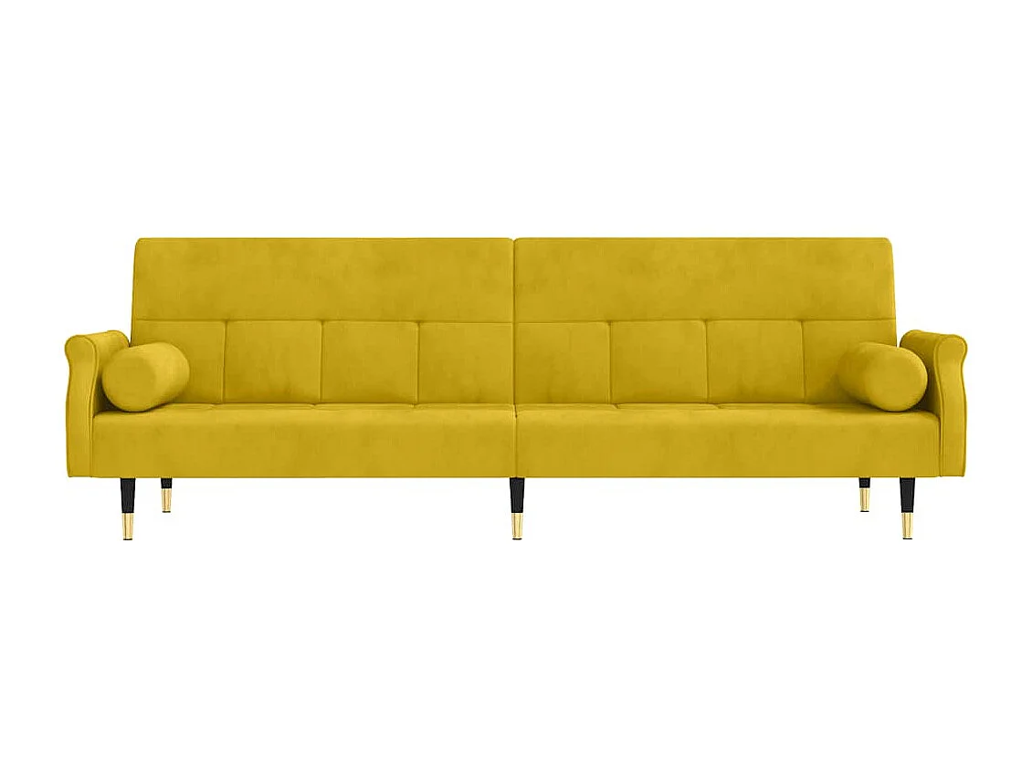 Canapé-lit avec coussins jaune velours