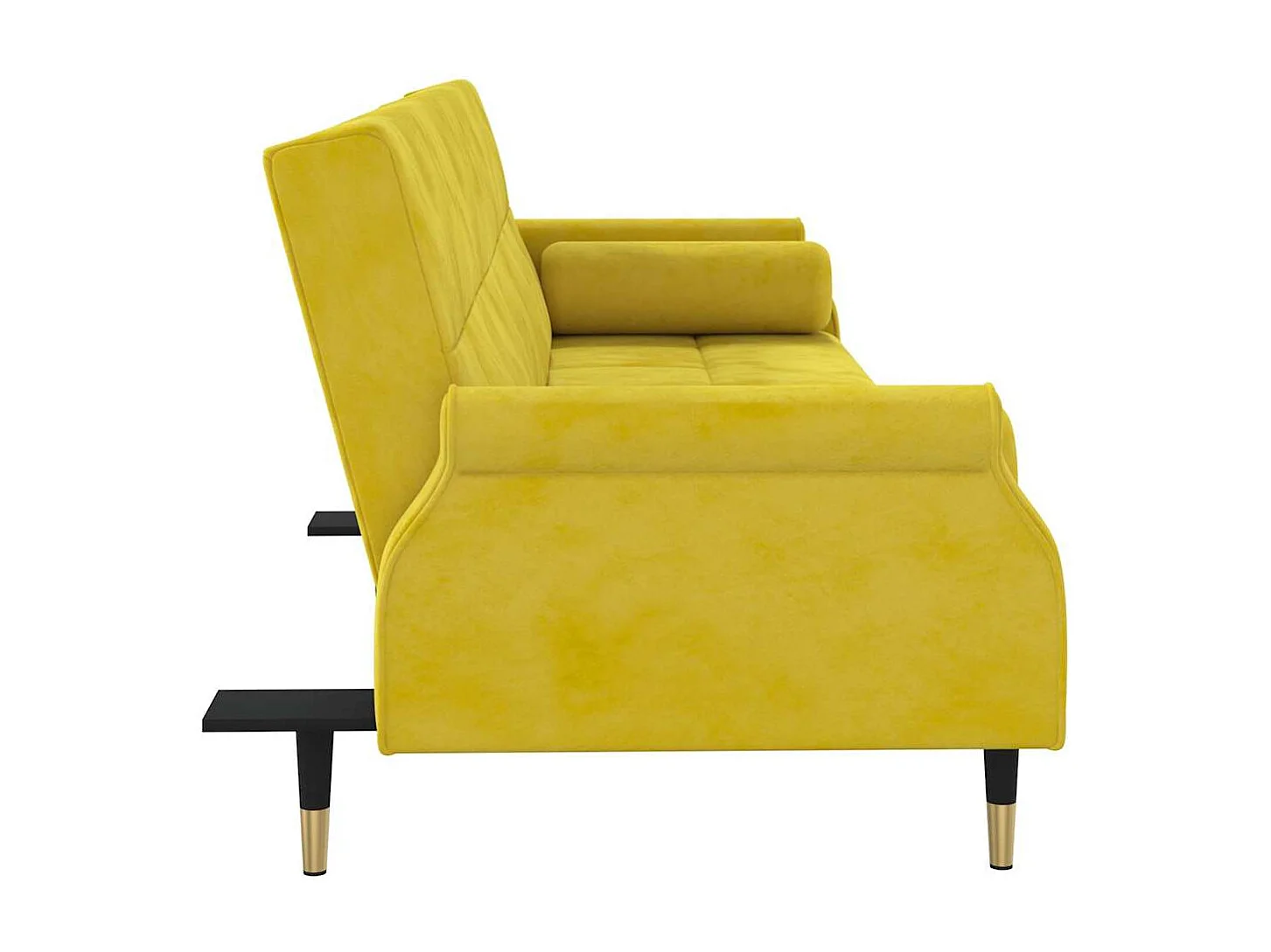 Canapé-lit avec coussins jaune velours