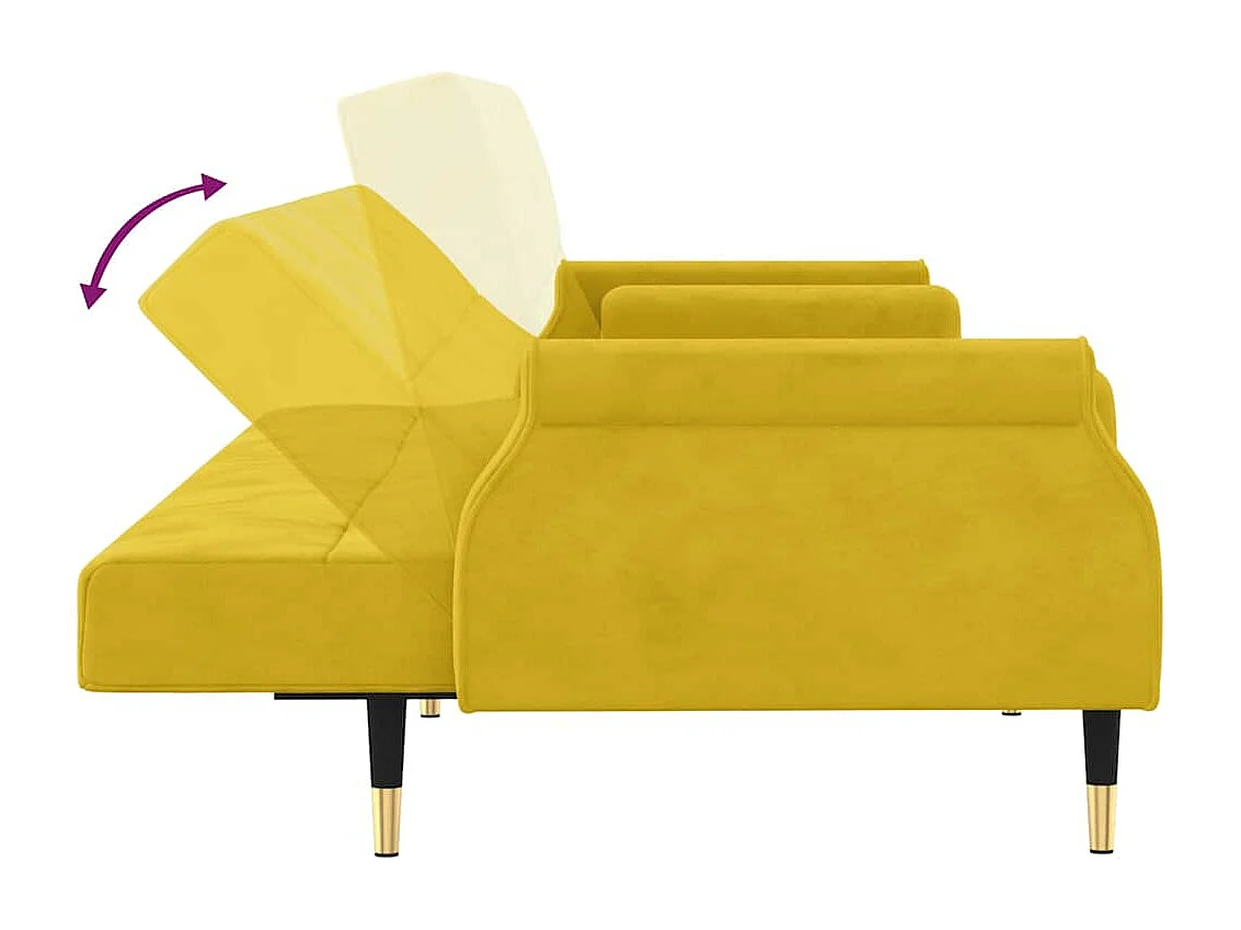 Canapé-lit avec coussins jaune velours