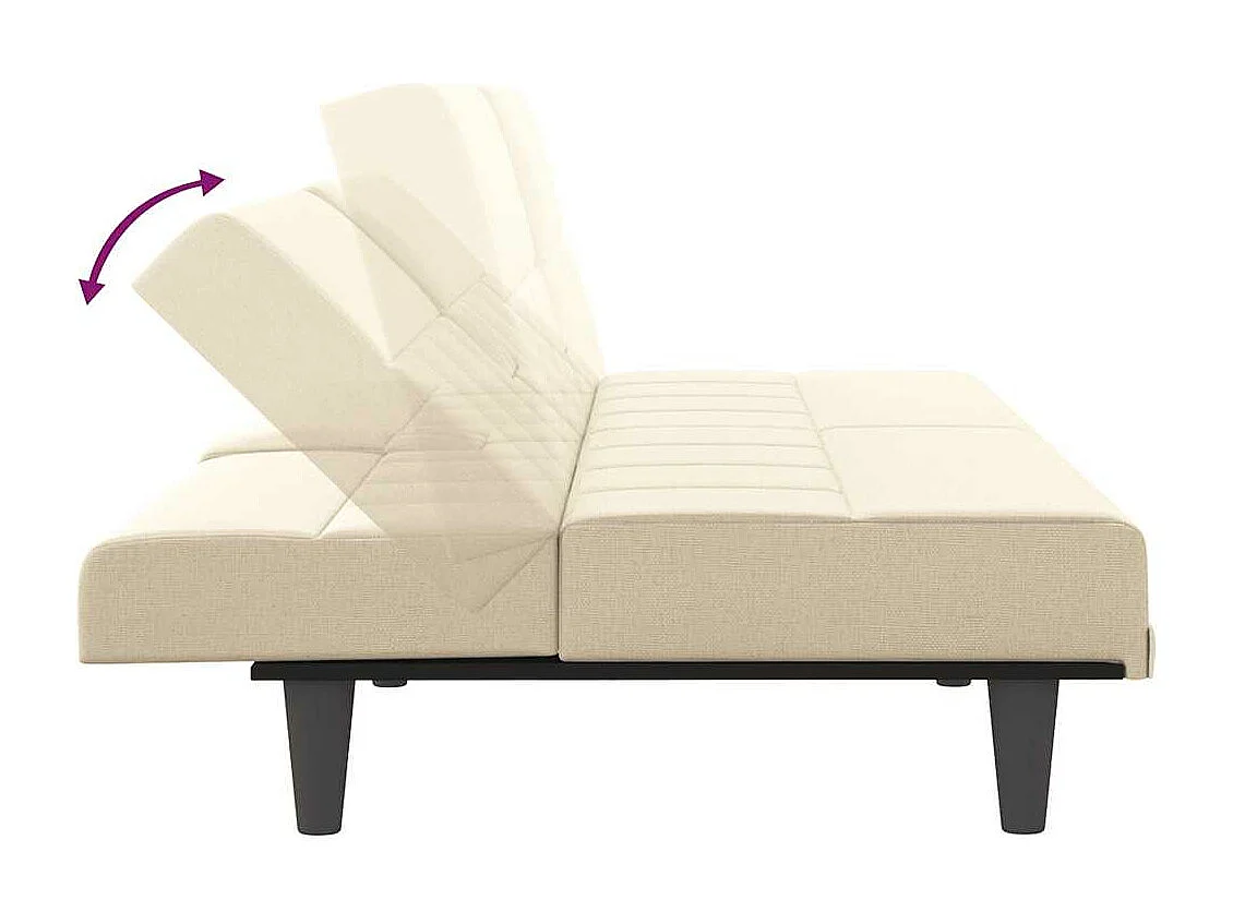 Slaapbank met bekerhouders stof crèmekleurig