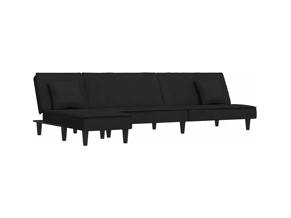 Schlafsofa in L-Form Schwarz 255x140x70 cm Samt