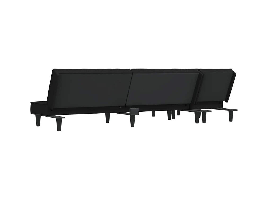 Schlafsofa in L-Form Schwarz 255x140x70 cm Samt