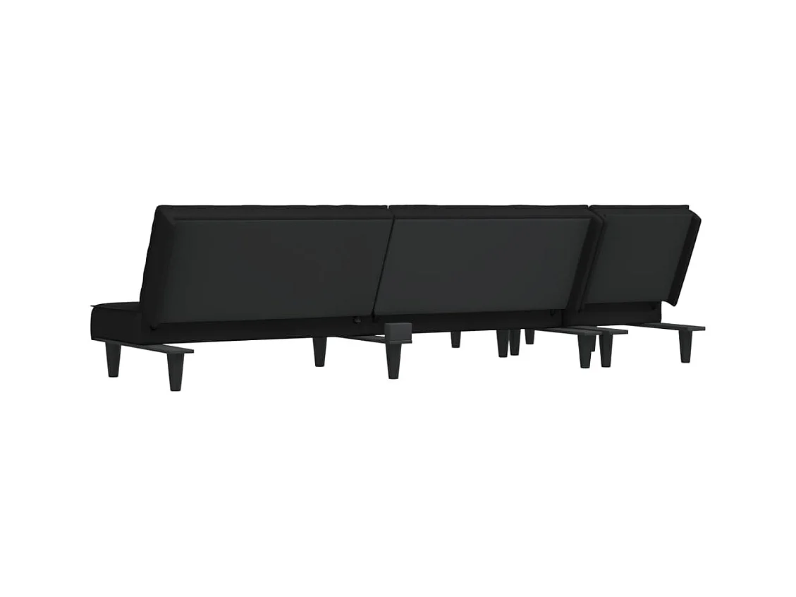 Schlafsofa in L-Form Schwarz 255x140x70 cm Samt