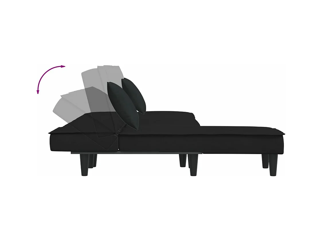 Schlafsofa in L-Form Schwarz 255x140x70 cm Samt