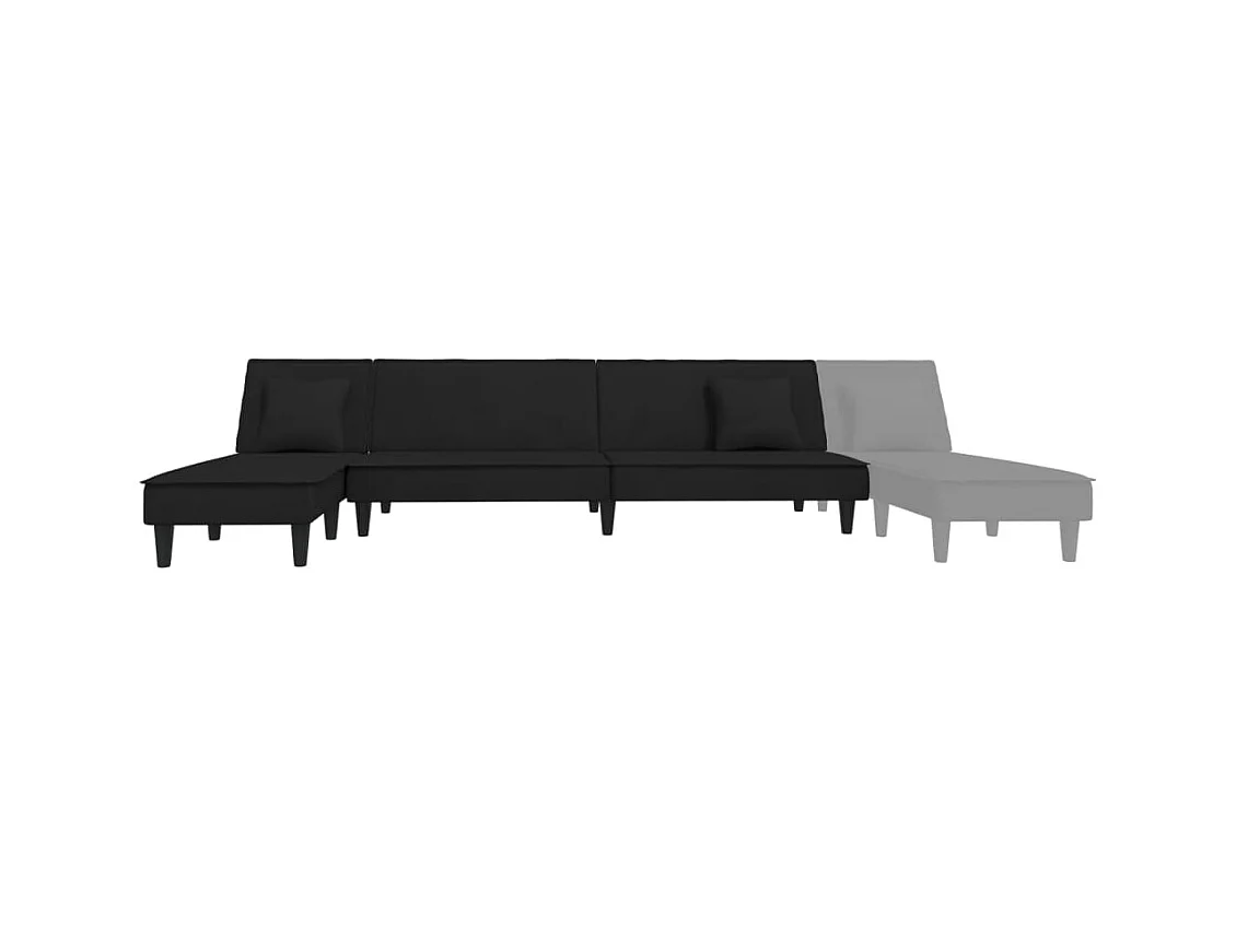 Schlafsofa in L-Form Schwarz 255x140x70 cm Samt