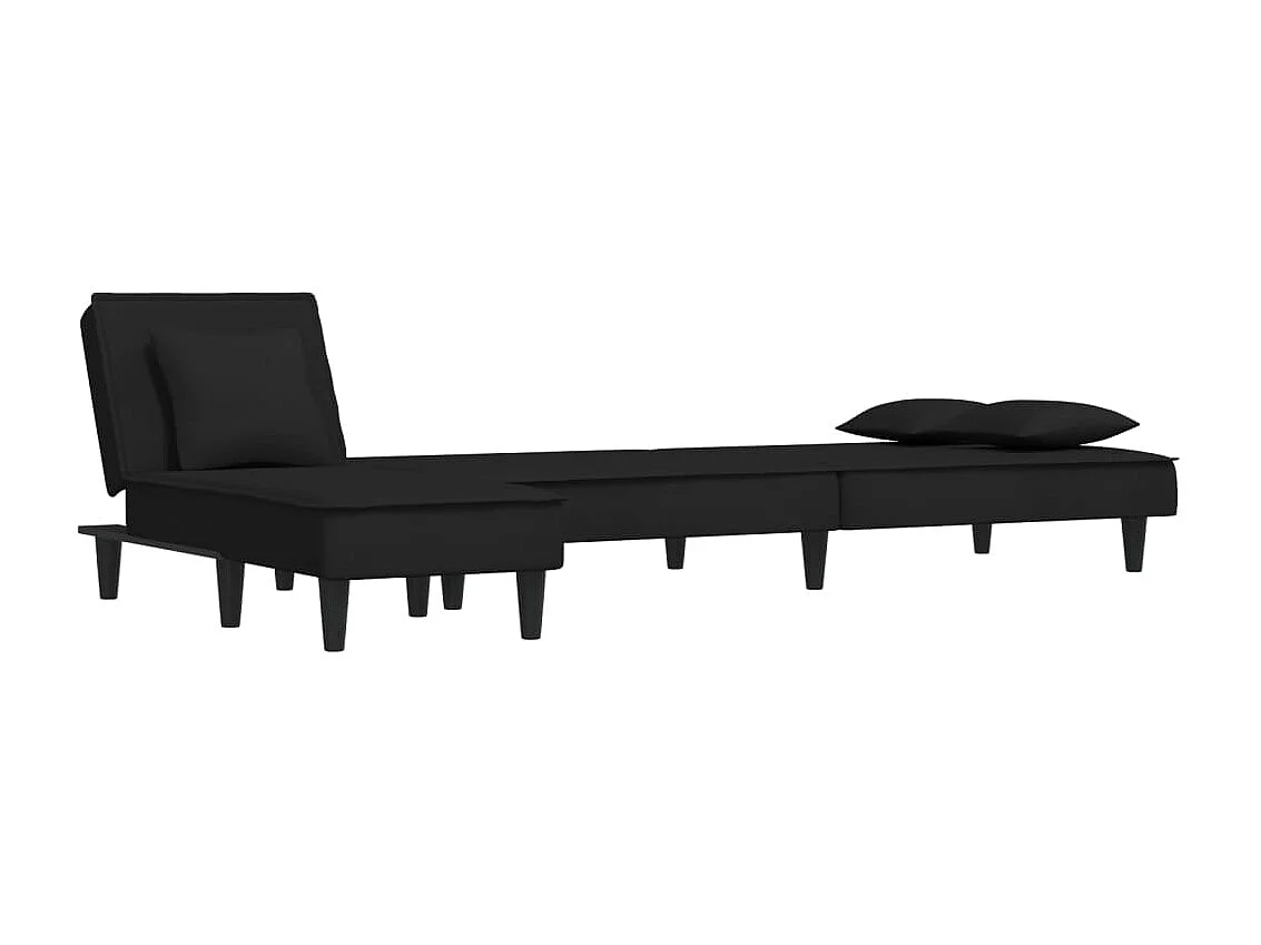 Slaapbank L-vormig 255x140x70 cm fluweel zwart