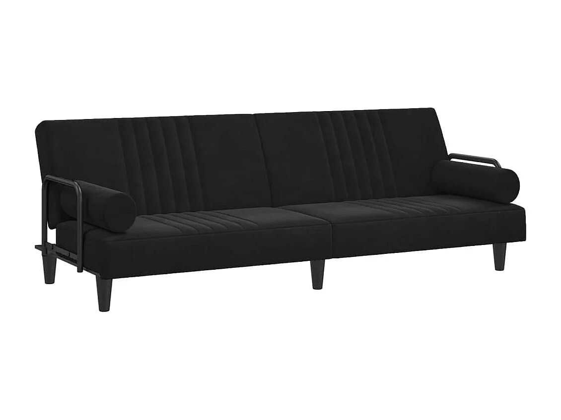 Schlafsofa mit Armlehnen Schwarz Samt