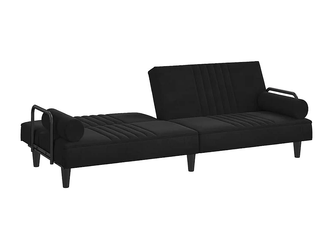 Schlafsofa mit Armlehnen Schwarz Samt