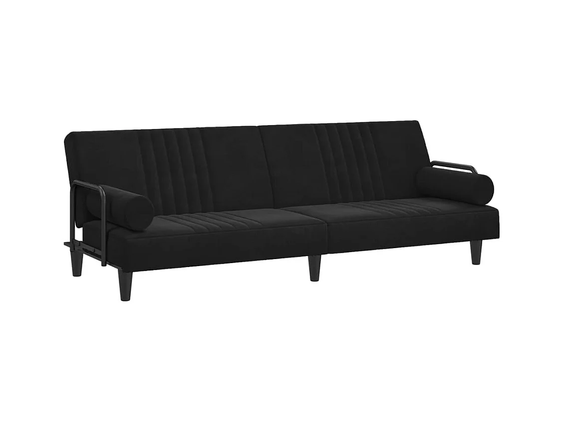Divano Letto con Braccioli Nero in Velluto