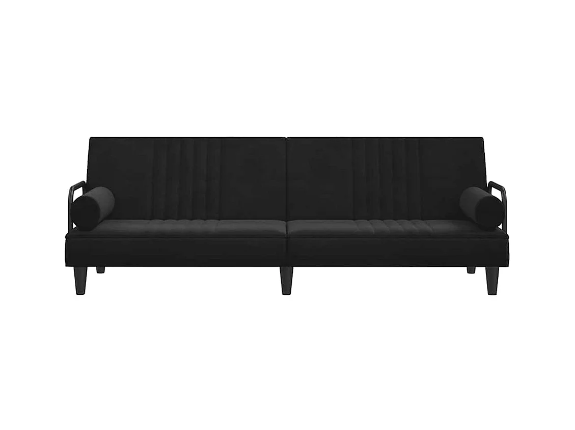 Divano Letto con Braccioli Nero in Velluto