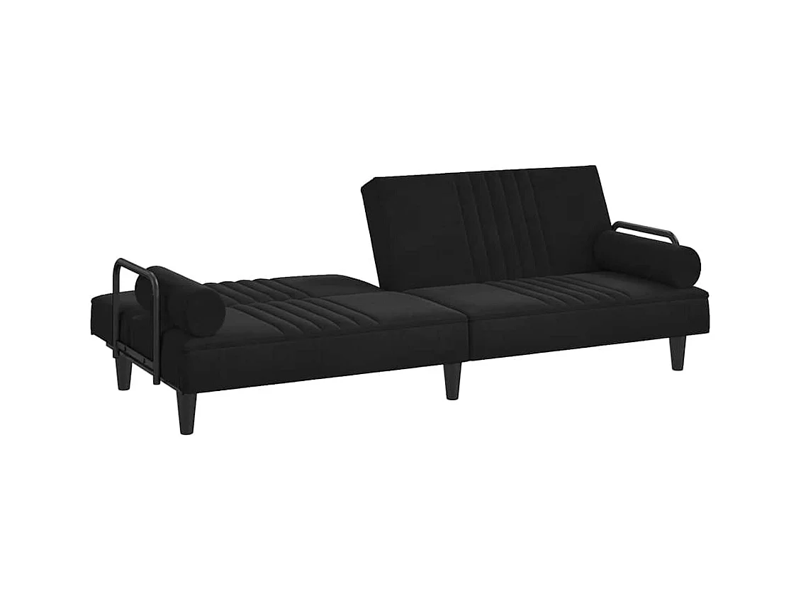 Divano Letto con Braccioli Nero in Velluto