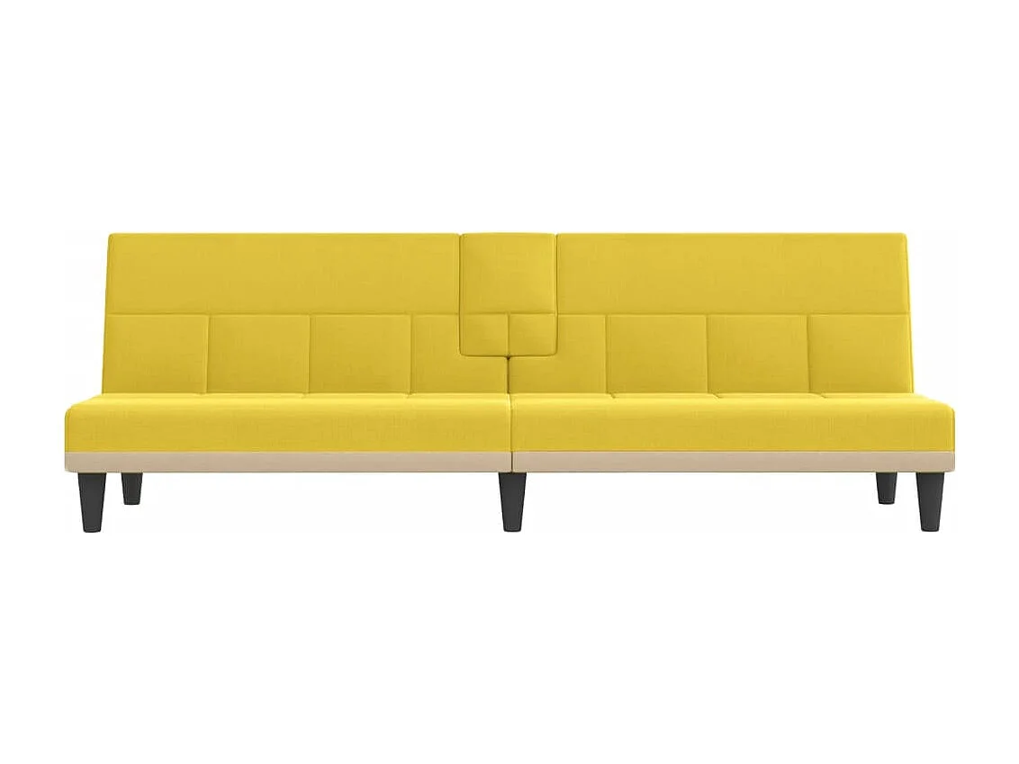 Schlafsofa mit Getränkehaltern Hellgelb Stoff