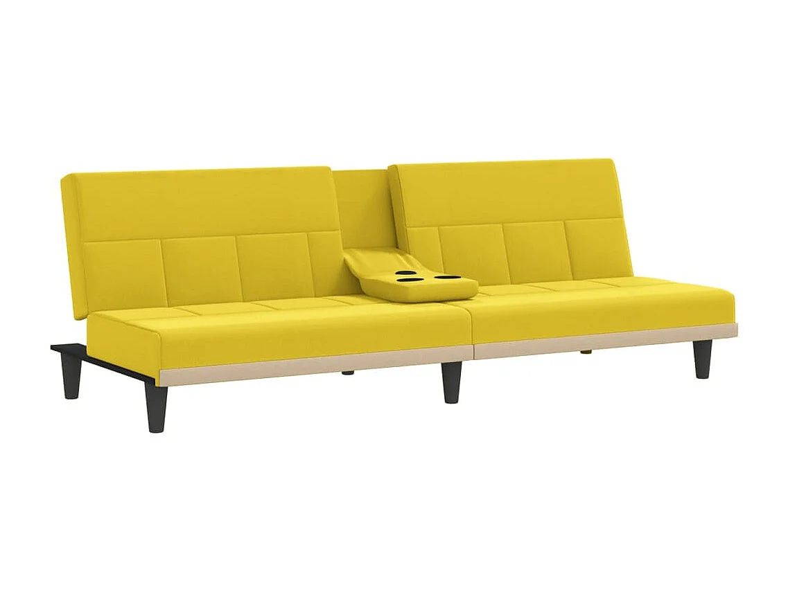 Schlafsofa mit Getränkehaltern Hellgelb Stoff