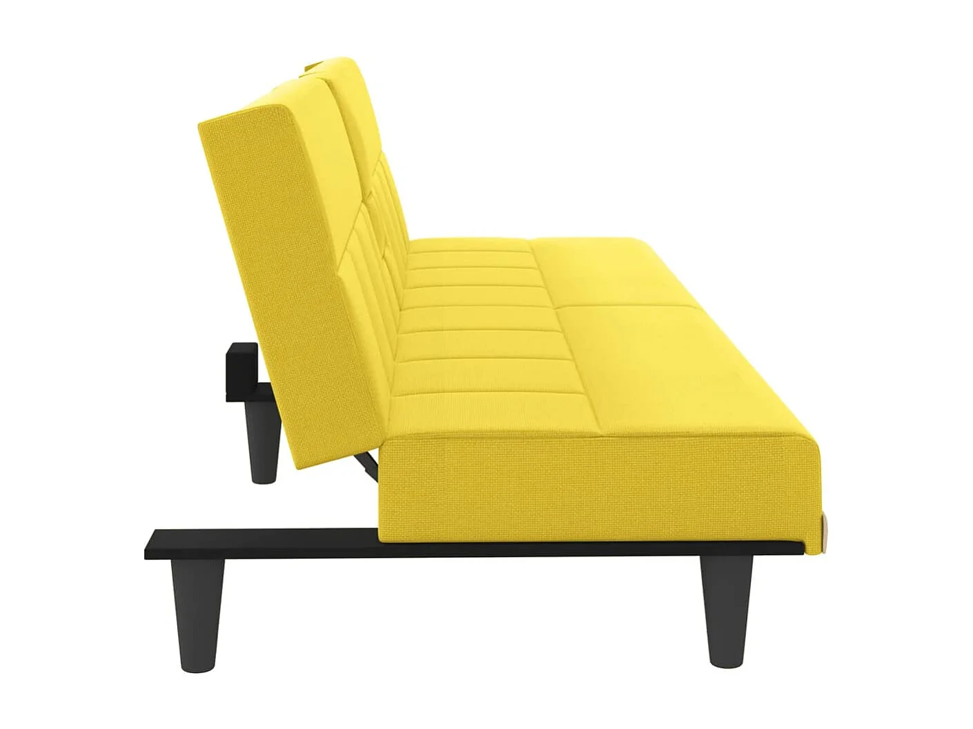 Schlafsofa mit Getränkehaltern Hellgelb Stoff