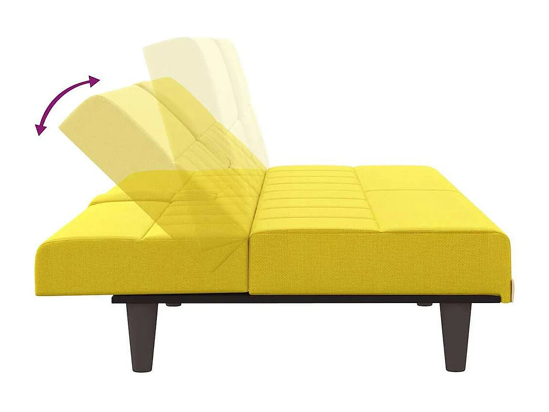 Schlafsofa mit Getränkehaltern Hellgelb Stoff