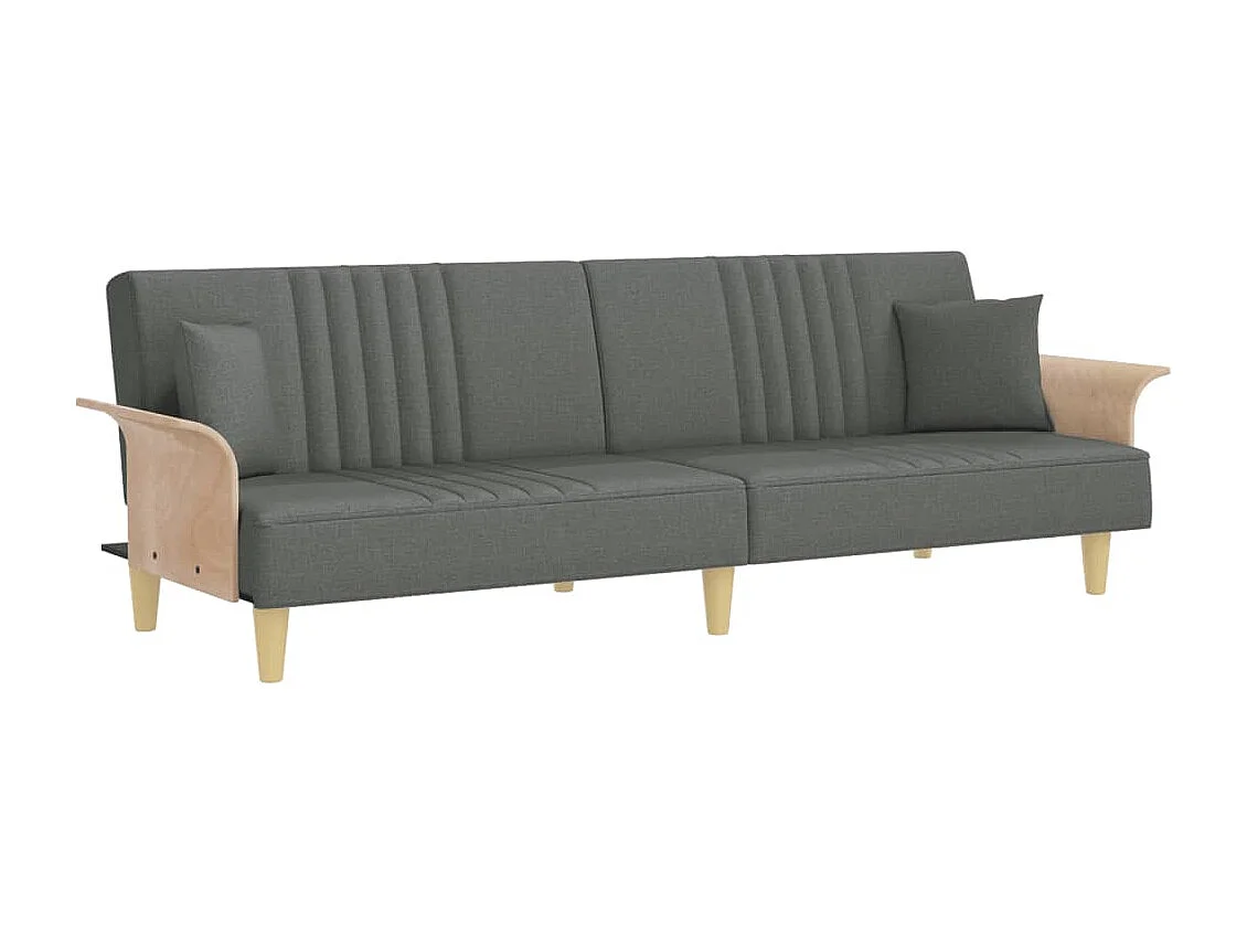 Sofá cama con reposabrazos tela gris oscuro