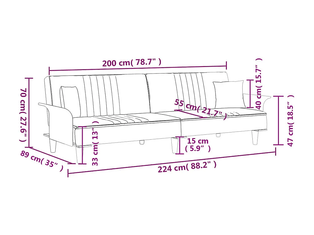 Schlafsofa mit Armlehnen Dunkelgrau Stoff
