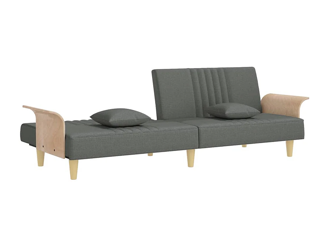 Sofá cama con reposabrazos tela gris oscuro