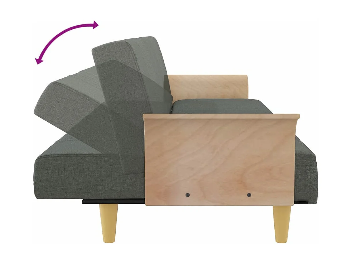 Schlafsofa mit Armlehnen Dunkelgrau Stoff