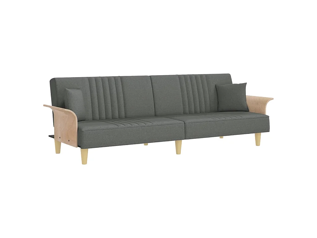 Canapé-lit avec accoudoirs gris foncé tissu