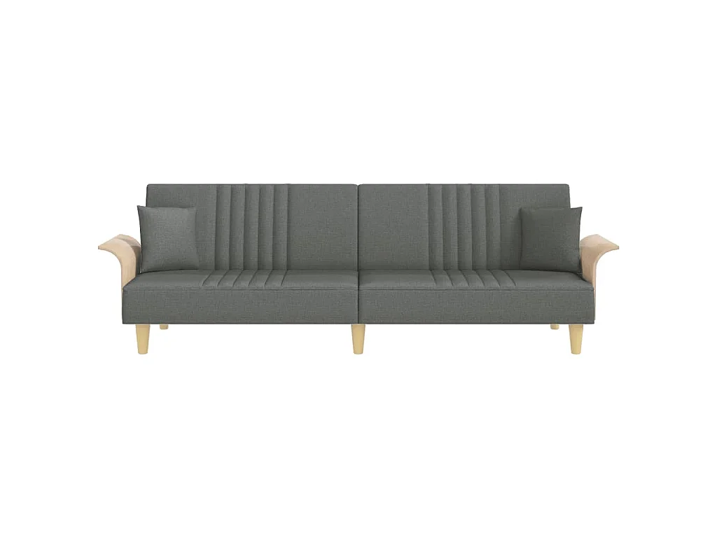 Sofá-cama com apoio de braços tecido cinzento-escuro