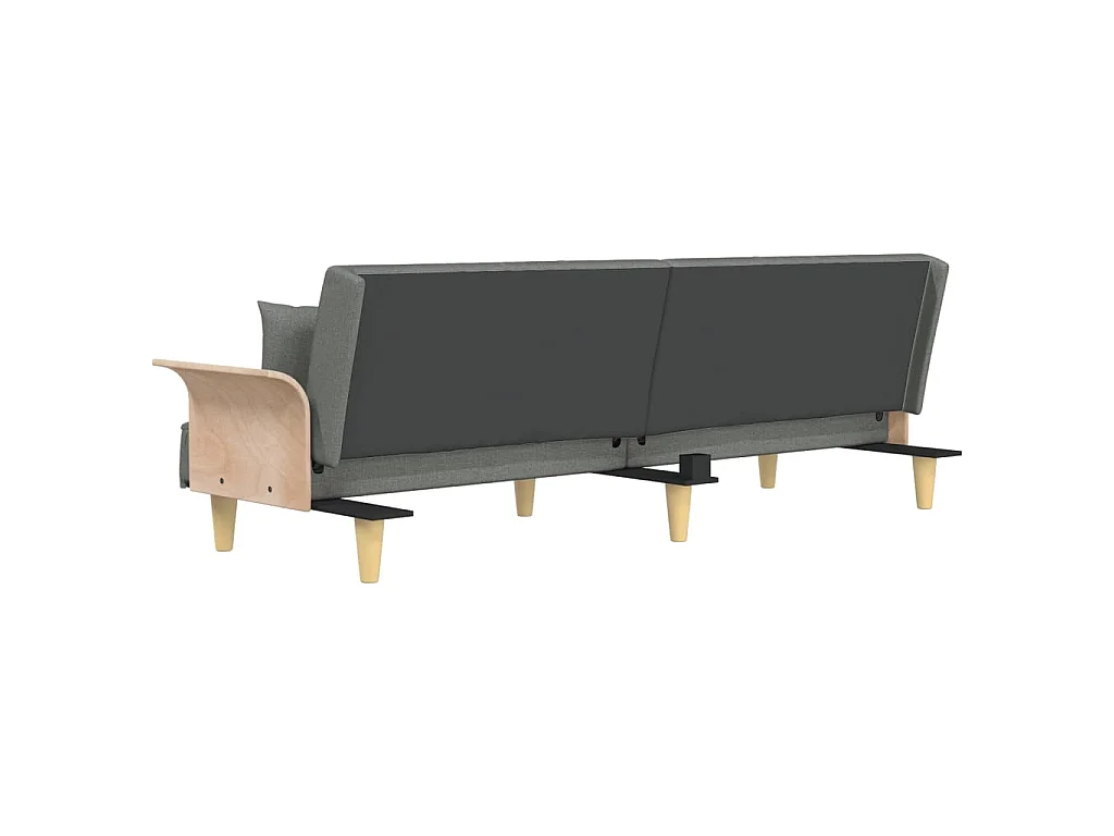 Sofá-cama com apoio de braços tecido cinzento-escuro