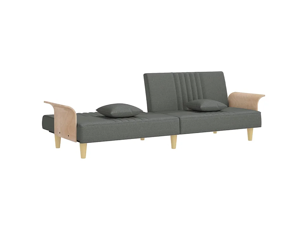 Sofá-cama com apoio de braços tecido cinzento-escuro