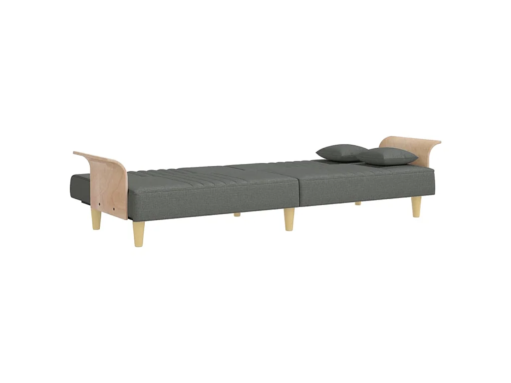 Sofá-cama com apoio de braços tecido cinzento-escuro