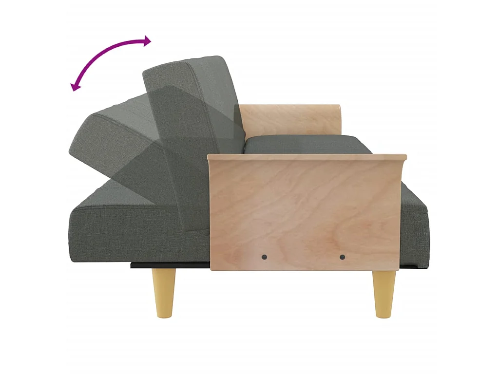 Sofá-cama com apoio de braços tecido cinzento-escuro