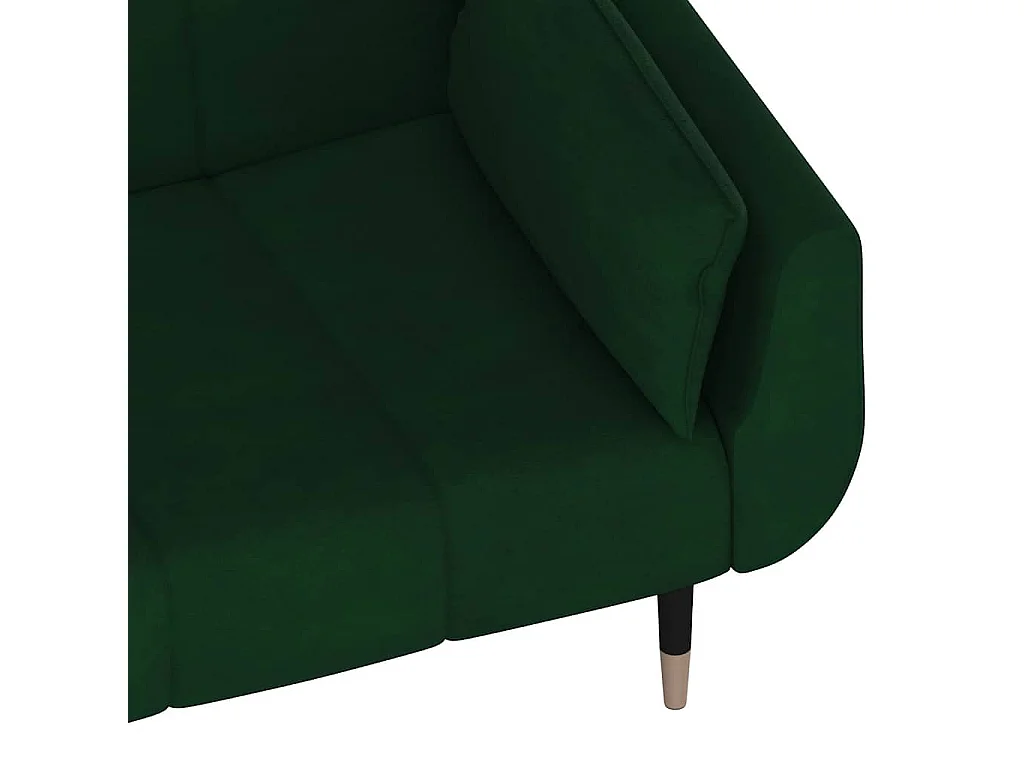Canapé-lit à 2 places avec deux oreillers Vert foncé Velours