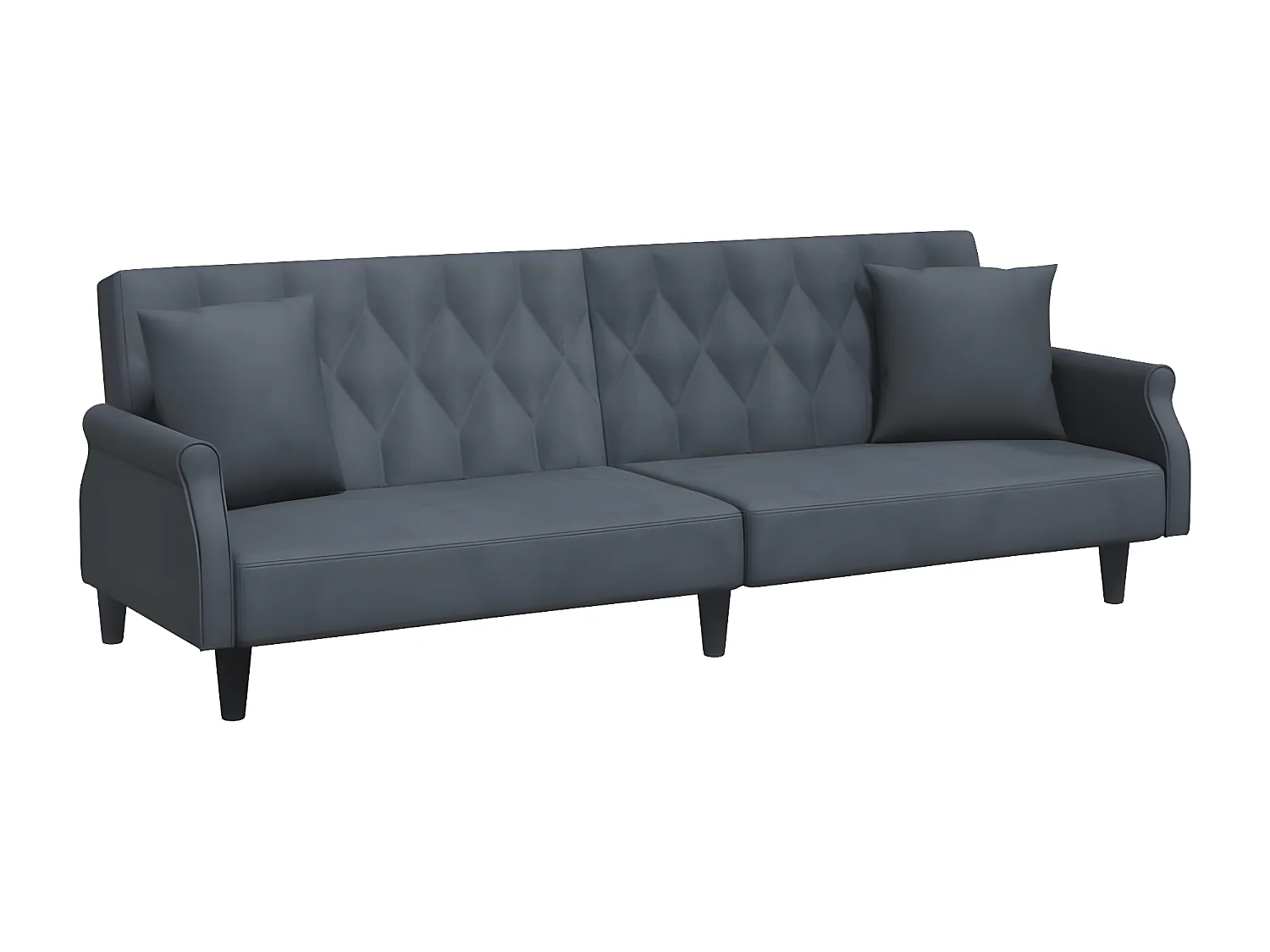 Sofá cama con reposabrazos terciopelo gris oscuro