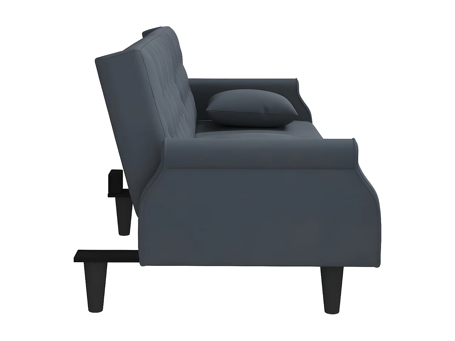 Sofá cama con reposabrazos terciopelo gris oscuro