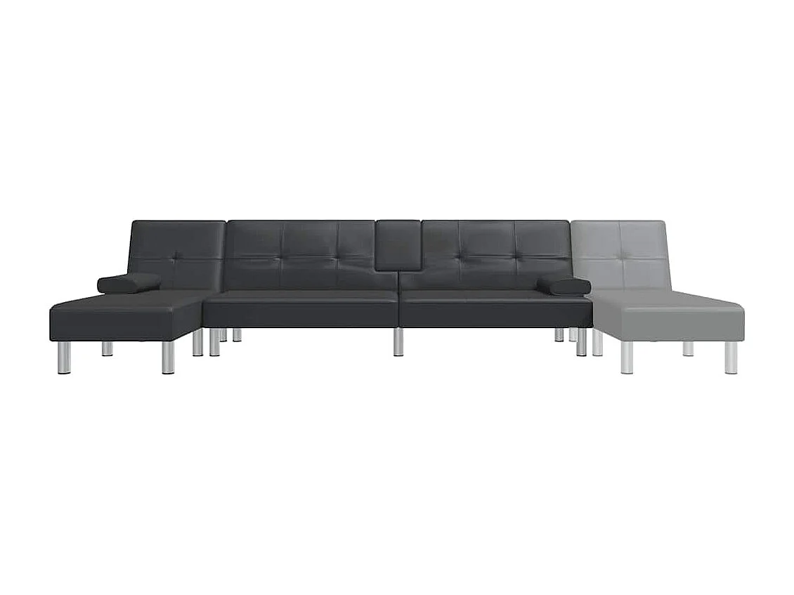 Schlafsofa in L-Form Schwarz 255x140x70 cm Kunstleder